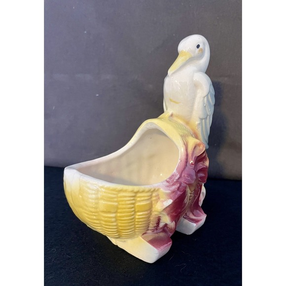 Other - Vintage Nursery Planter Stork on Baby Buggy 6 1/2"